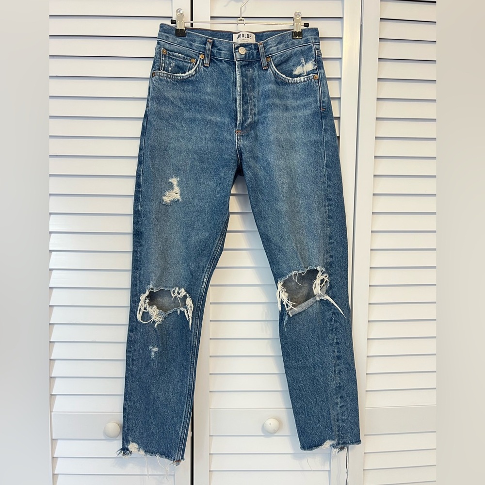 AGOLDE distressed Jamie high rise straight jeans size 26 distressed ripped